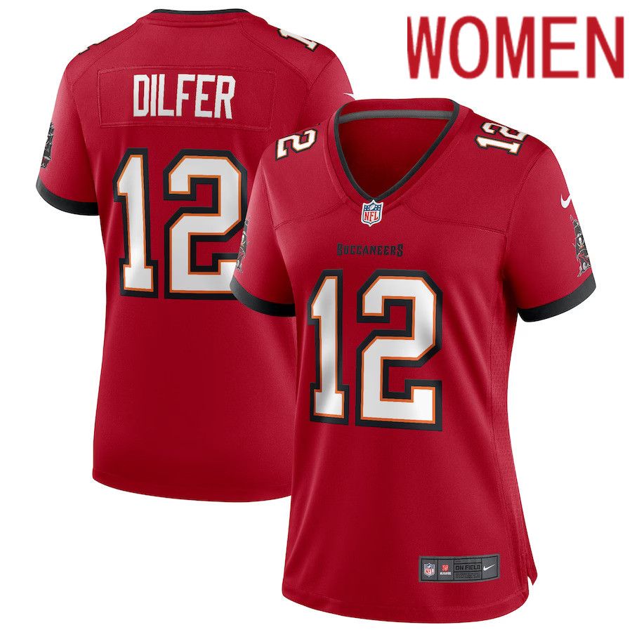 Women Tampa Bay Buccaneers #12 Trent Dilfer Nike Red Game Retired Player NFL Jersey->customized nfl jersey->Custom Jersey